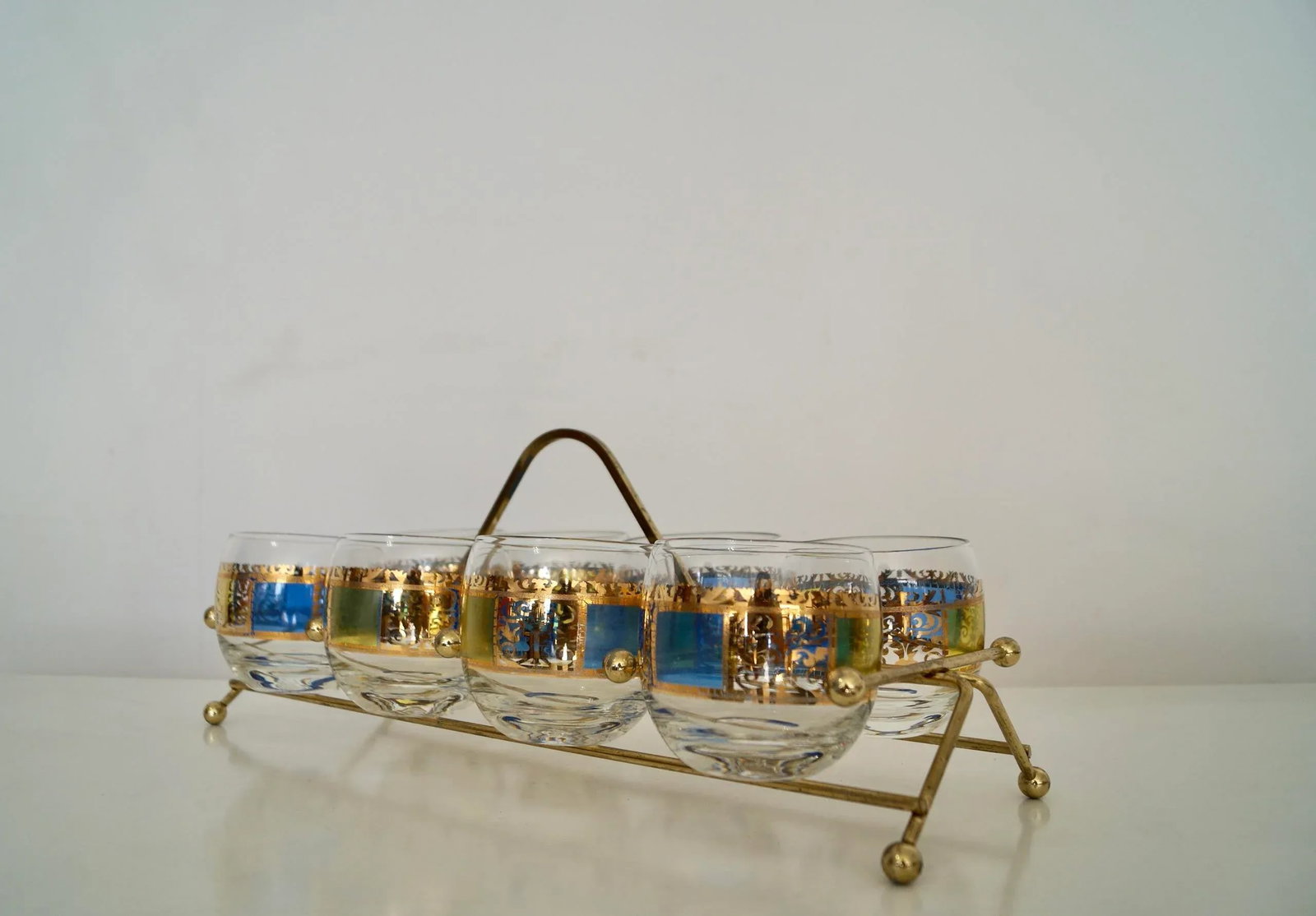 1950's Mid-Century Modern Brass Barware Caddy Set - 3