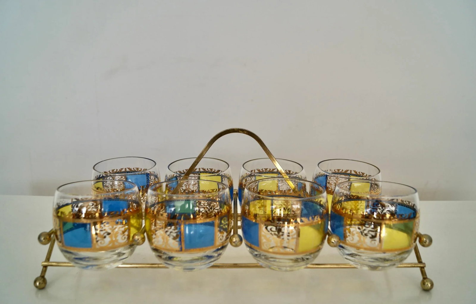 1950's Mid-Century Modern Brass Barware Caddy Set - 4