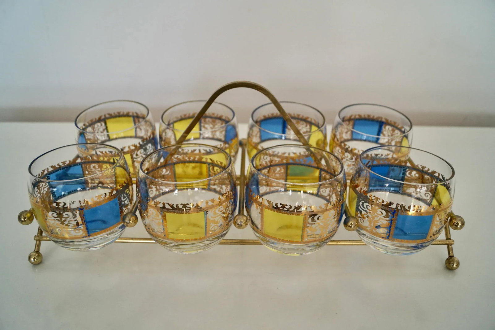 1950's Mid-Century Modern Brass Barware Caddy Set - 5