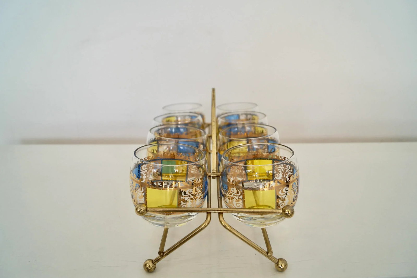 1950's Mid-Century Modern Brass Barware Caddy Set - 6