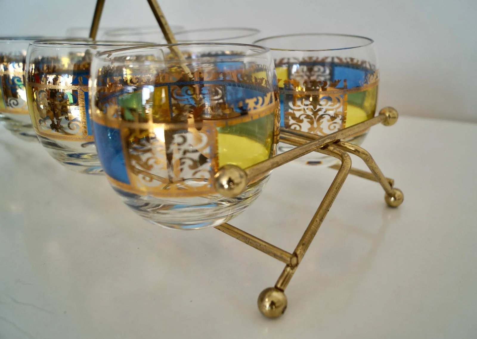 1950's Mid-Century Modern Brass Barware Caddy Set - 9