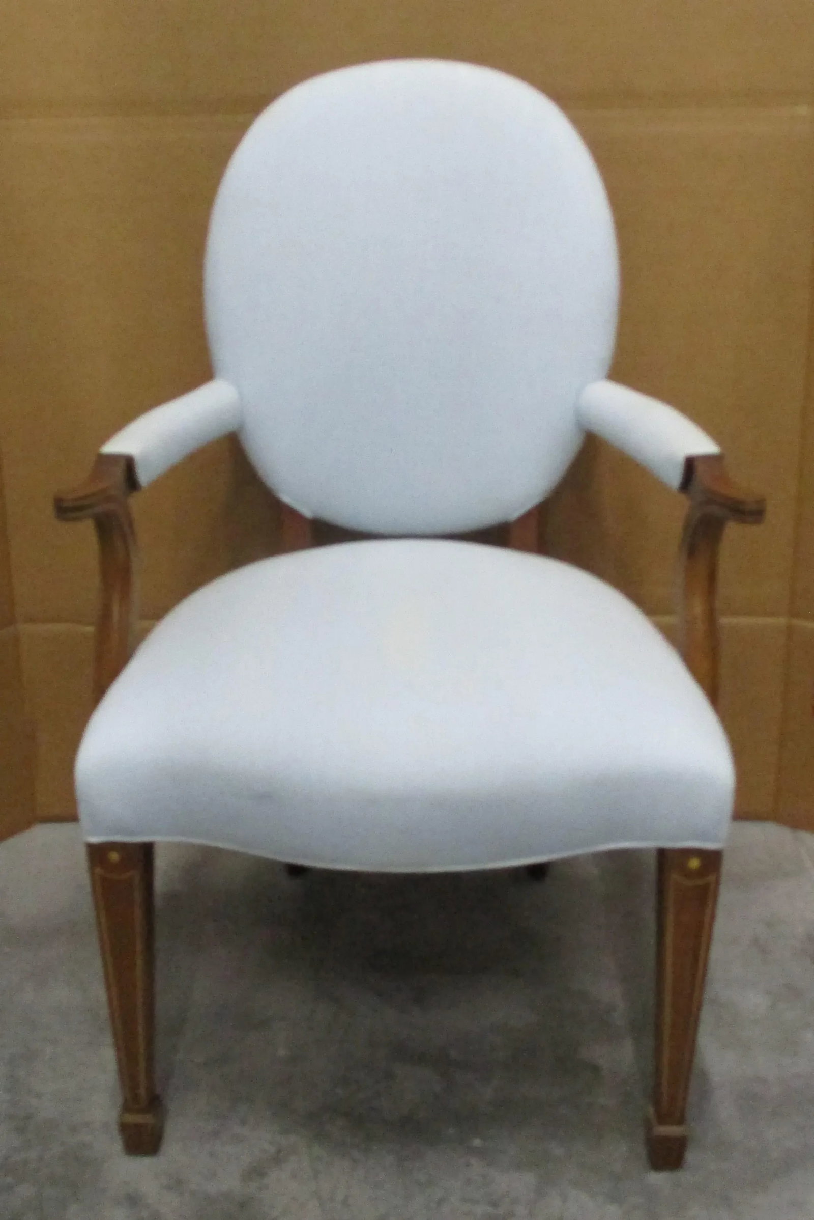 Hickory Chair Company Inlaid Mahogany and Upholstered Open Louis XVI Armchairs - a Pair - 4