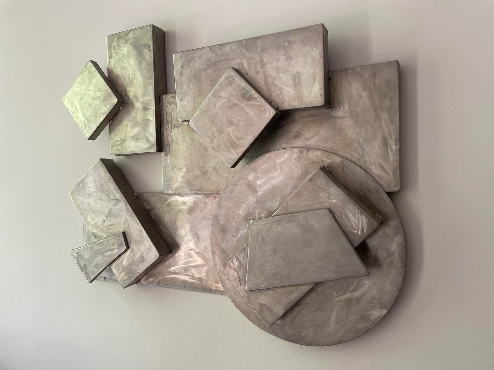 Late 20th Century Brutalist Sculpture Wall Hanging Metal "Shiny Caboose" by Larry Pogue - 6