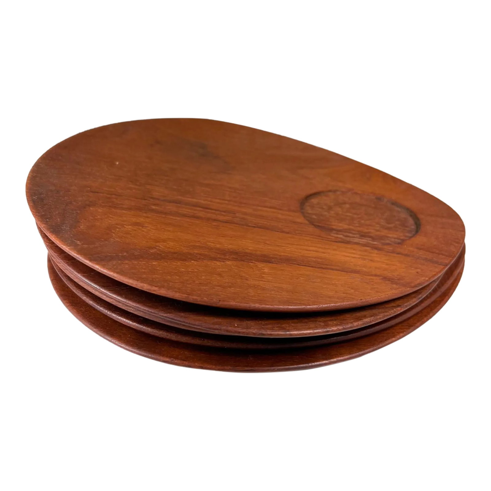 1960s Teakwood Snack Plates Lunning Inc Denmark- Set of 5 (1 of 18)