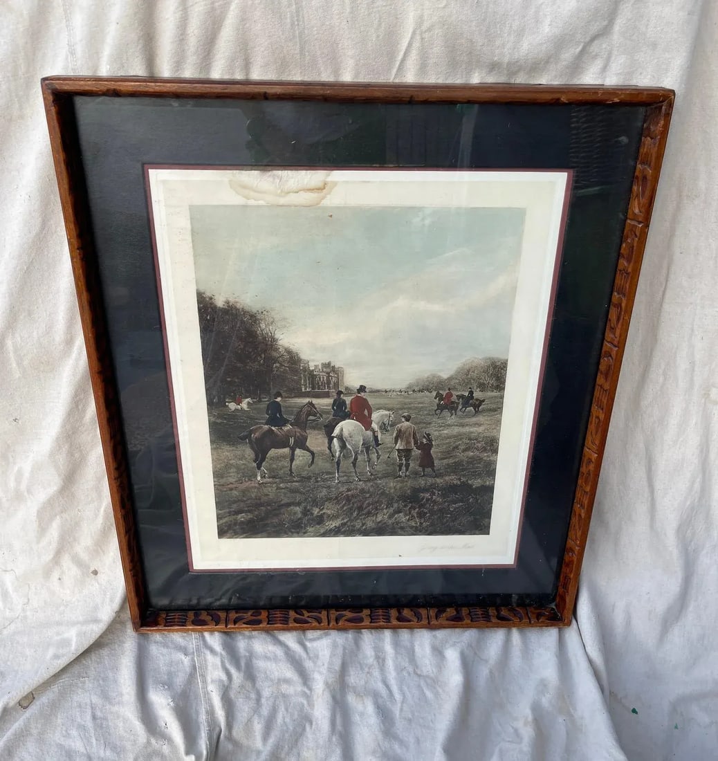 Antique Heywood Hardy Hand Colored Engraving Titled aEURoe Going to the Meet aEURoe - 12