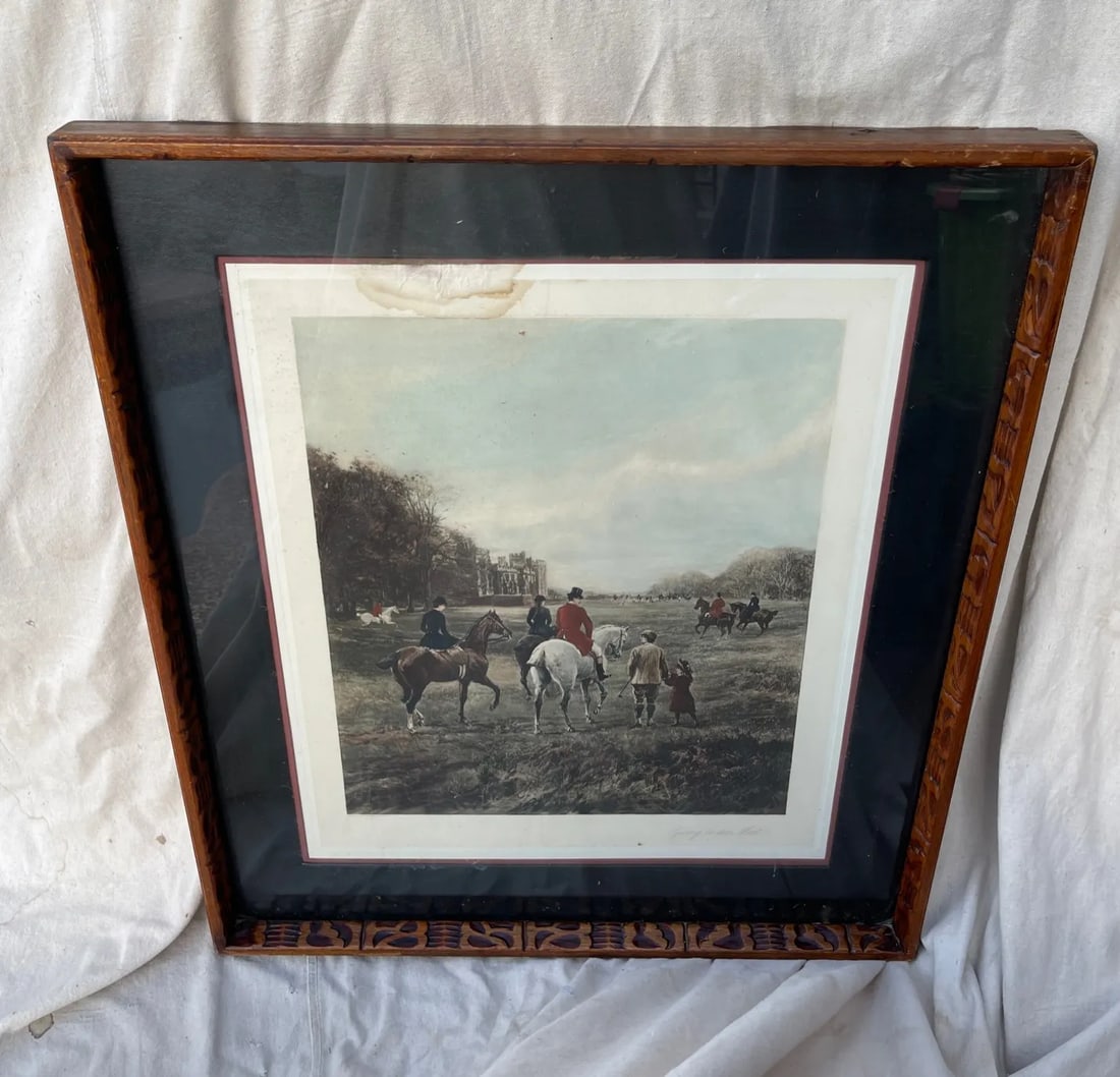Antique Heywood Hardy Hand Colored Engraving Titled aEURoe Going to the Meet aEURoe - 2