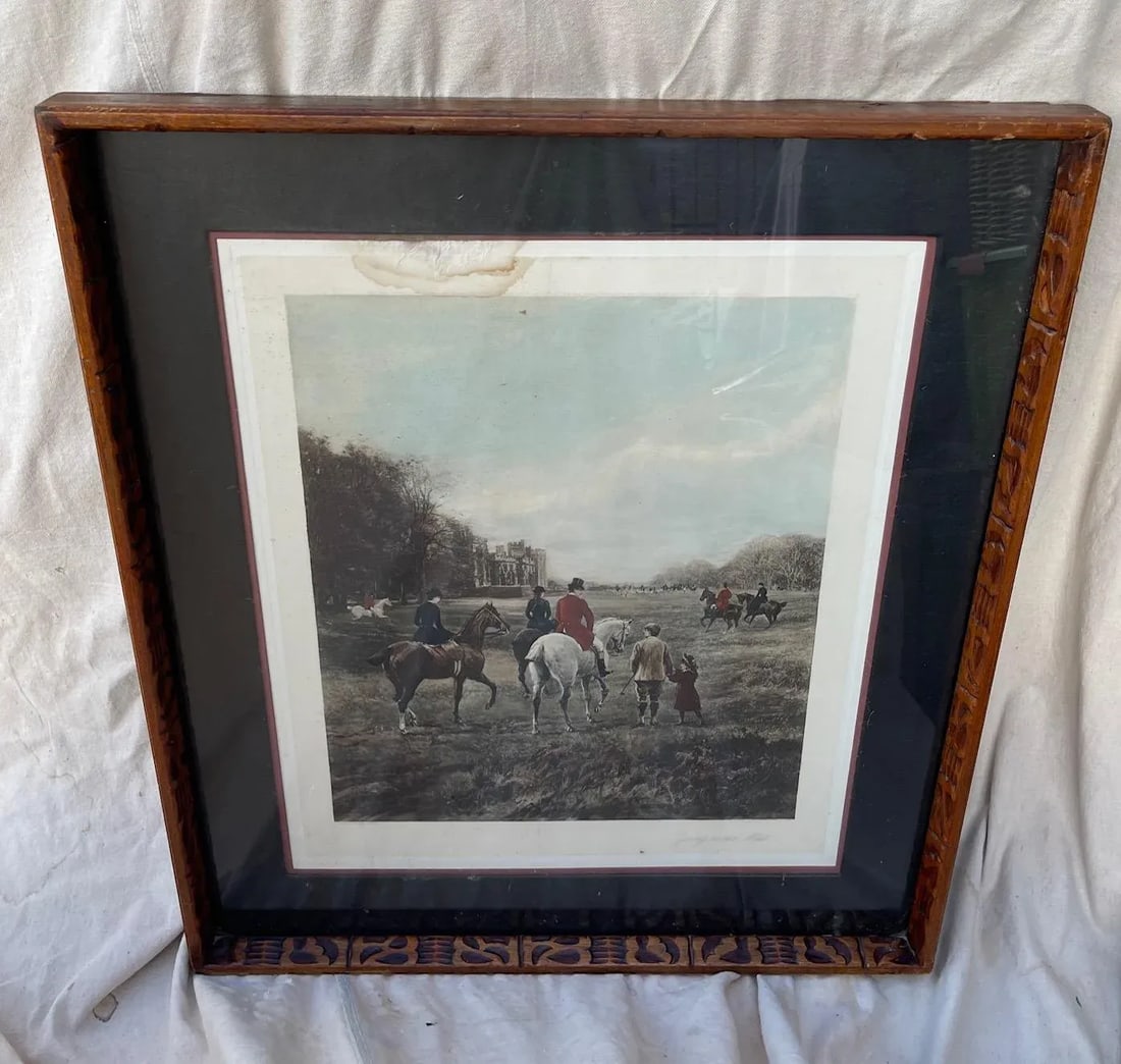Antique Heywood Hardy Hand Colored Engraving Titled aEURoe Going to the Meet aEURoe - 4