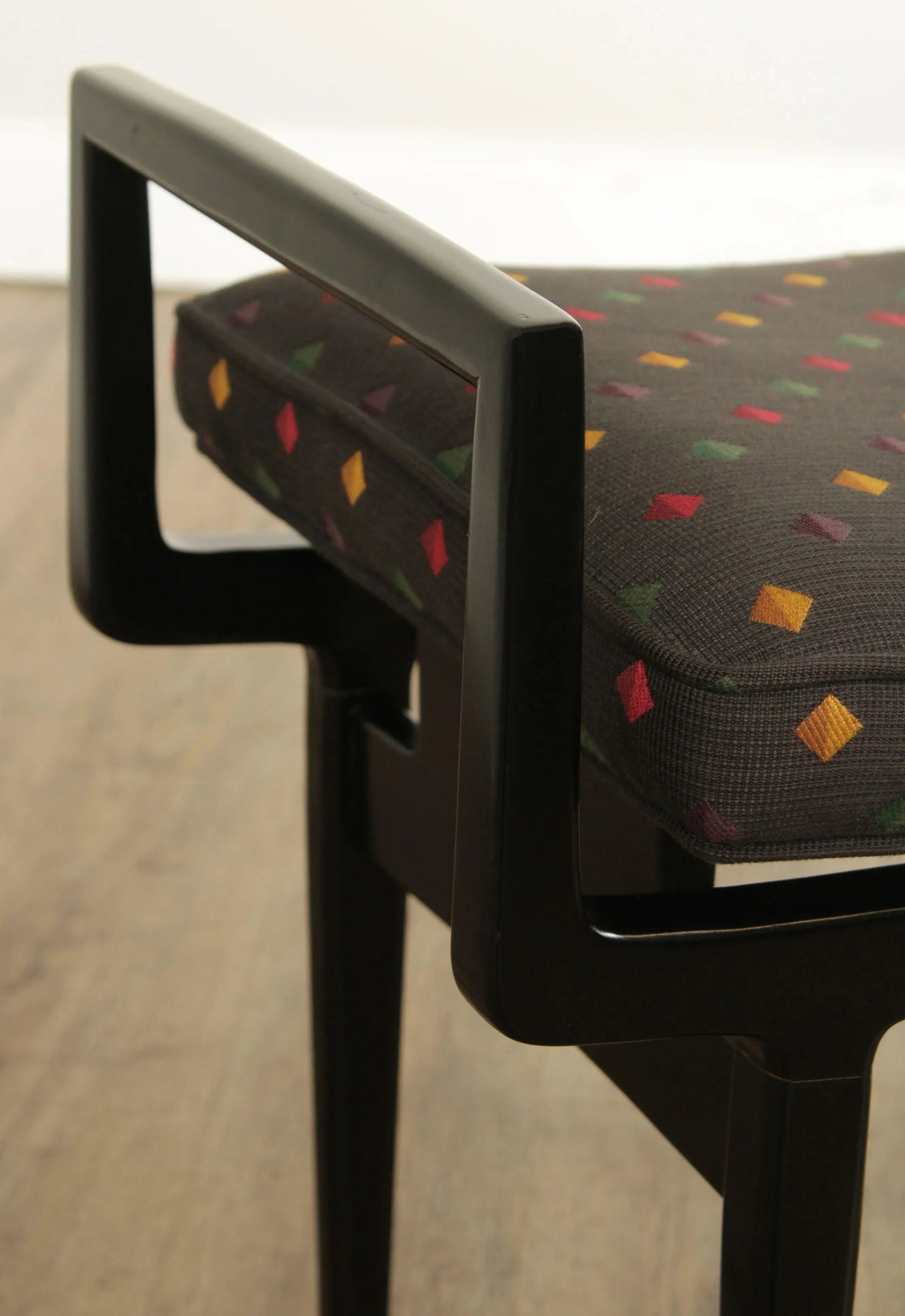 Baker Furniture Mid Century Modern Style Black Lacquered Foot Stool - 10