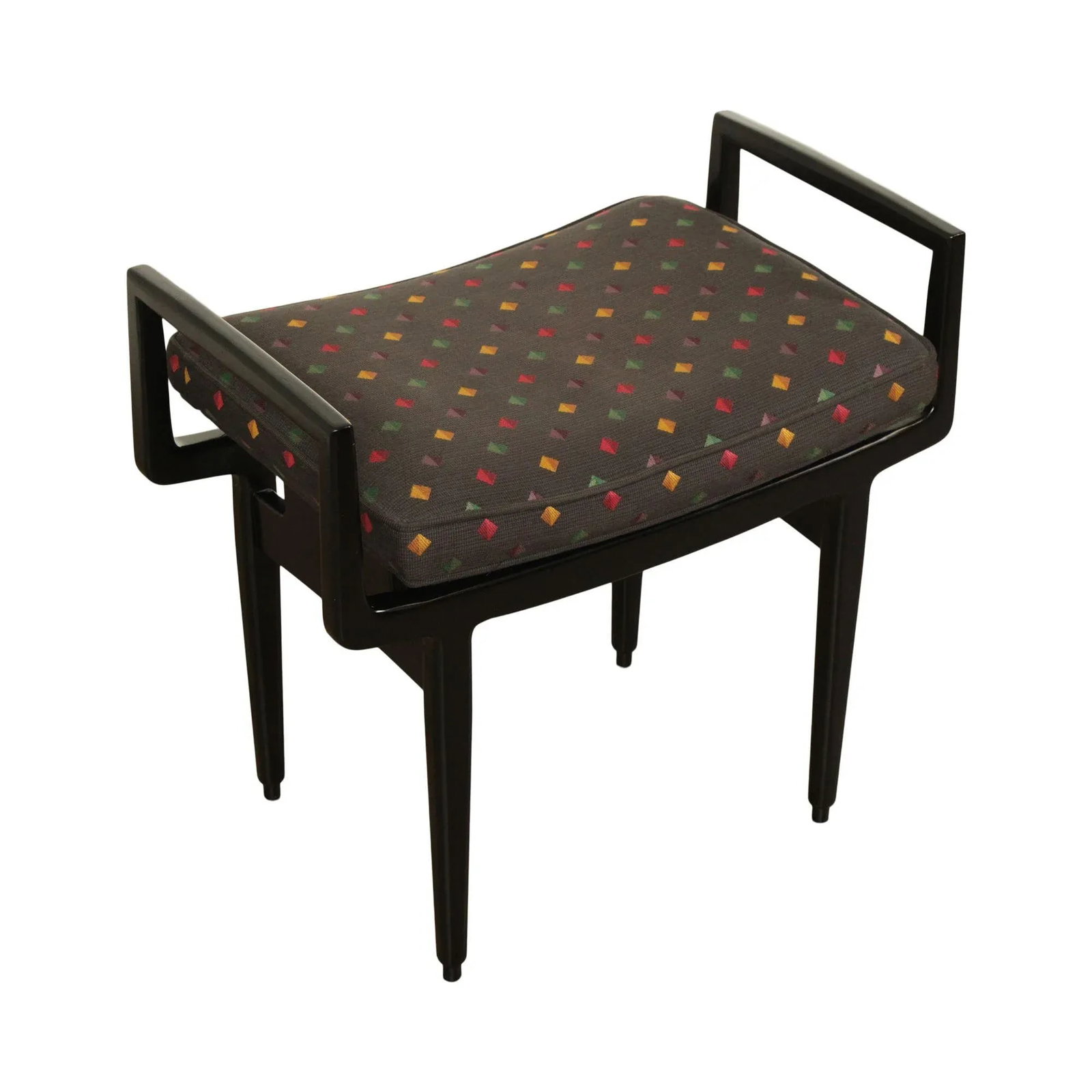 Baker Furniture Mid Century Modern Style Black Lacquered Foot Stool - 13