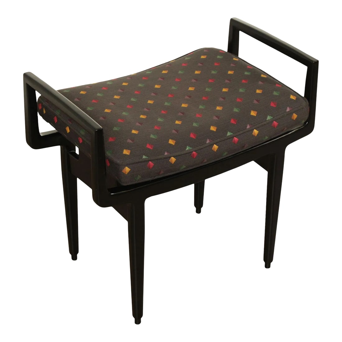 Baker Furniture Mid Century Modern Style Black Lacquered Foot Stool (1 of 13)