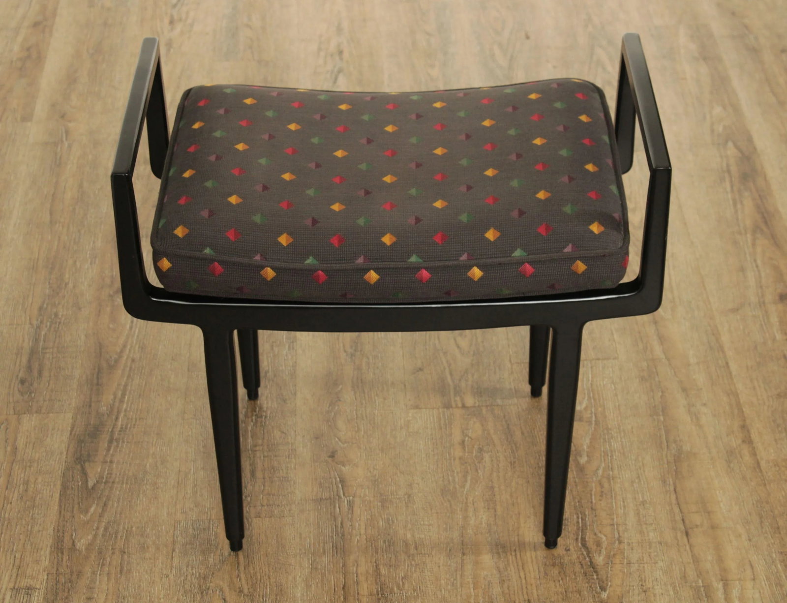 Baker Furniture Mid Century Modern Style Black Lacquered Foot Stool - 3
