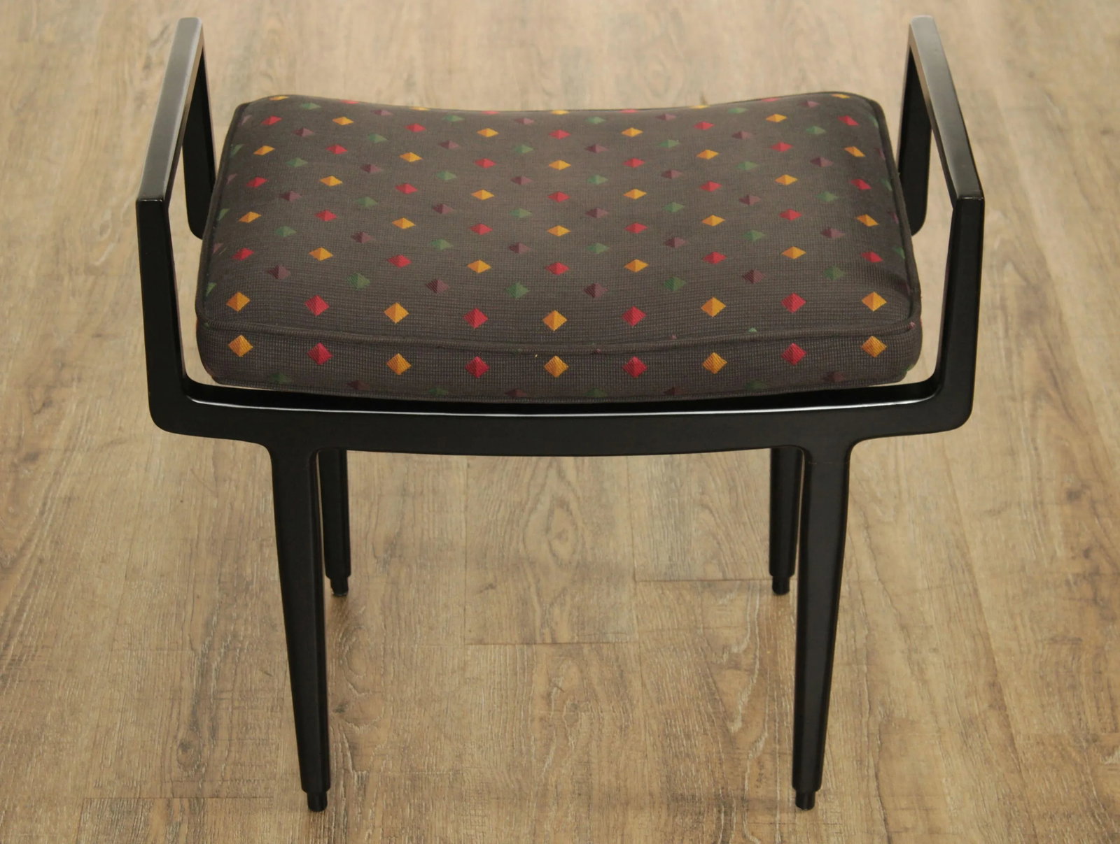 Baker Furniture Mid Century Modern Style Black Lacquered Foot Stool - 5