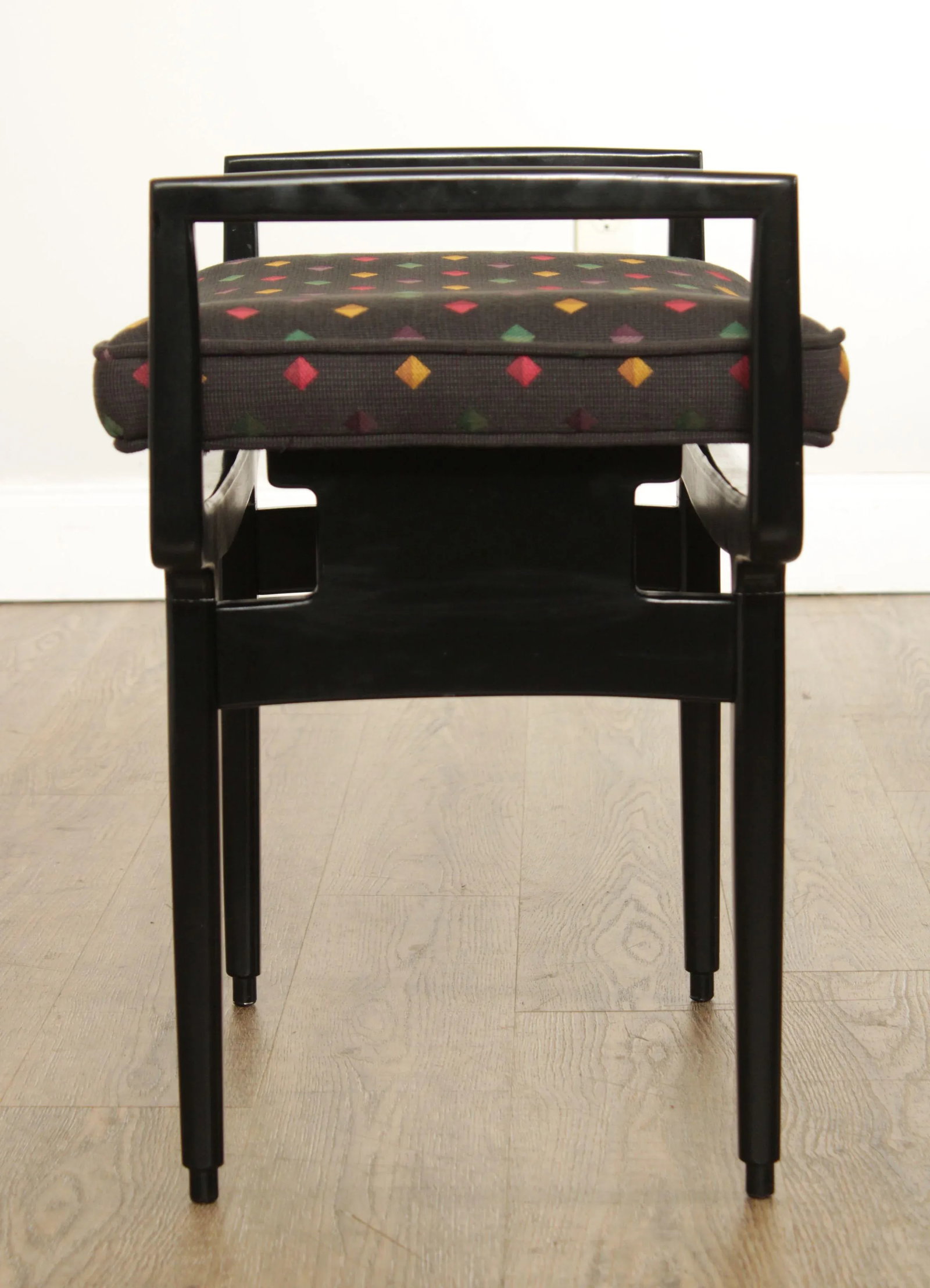 Baker Furniture Mid Century Modern Style Black Lacquered Foot Stool - 7