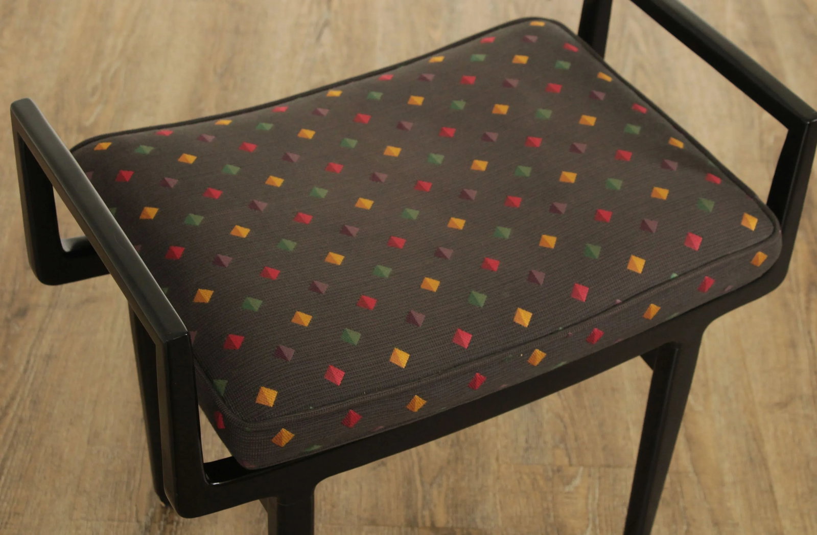 Baker Furniture Mid Century Modern Style Black Lacquered Foot Stool - 9
