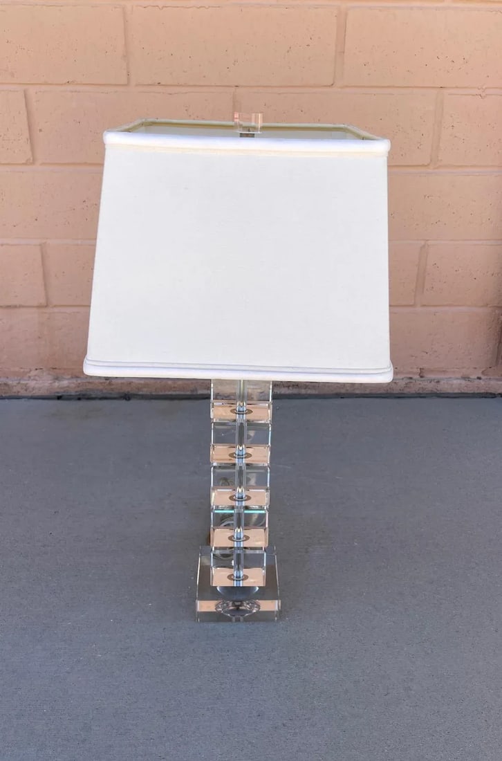 Crystal Cubed Stacked Table Lamp W/Shade - 8