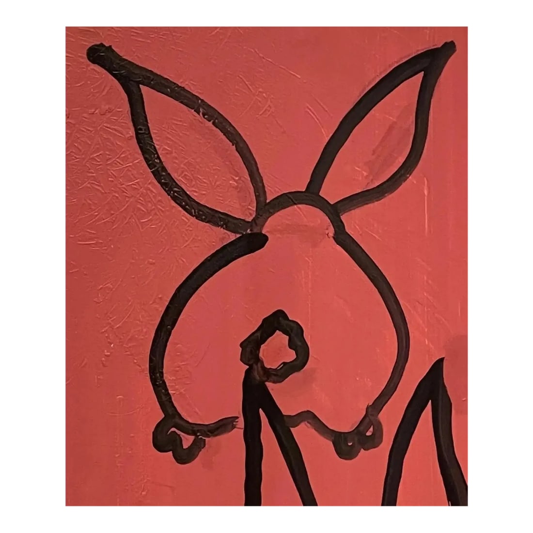 Late 20th Century Modern Portrait of Three Rabbits: Modern Portrait of Three Rabbits, in the style of Hunt Slonem USA, 20th century Oil on canvas A whimsical portrait study of three seated rabbits in fuchsia background. This work is unsigned Measures: 