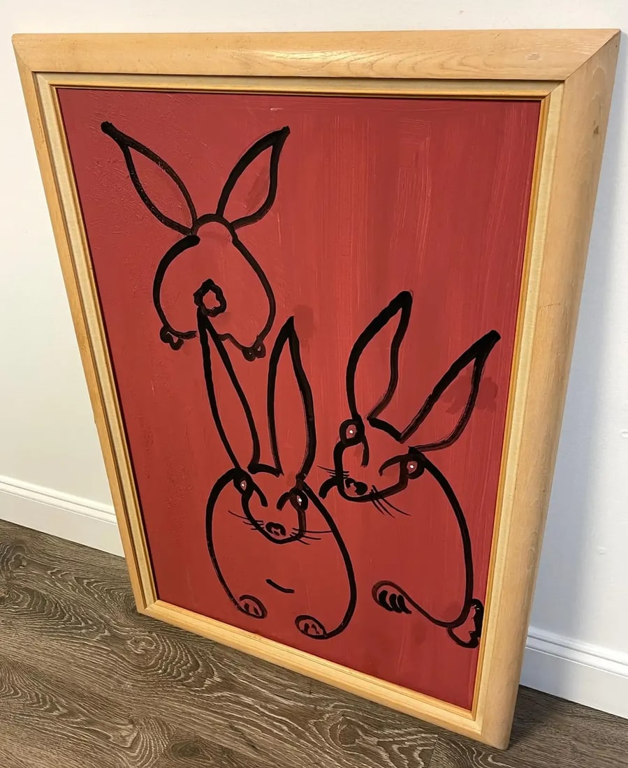 Late 20th Century Modern Portrait of Three Rabbits - 2