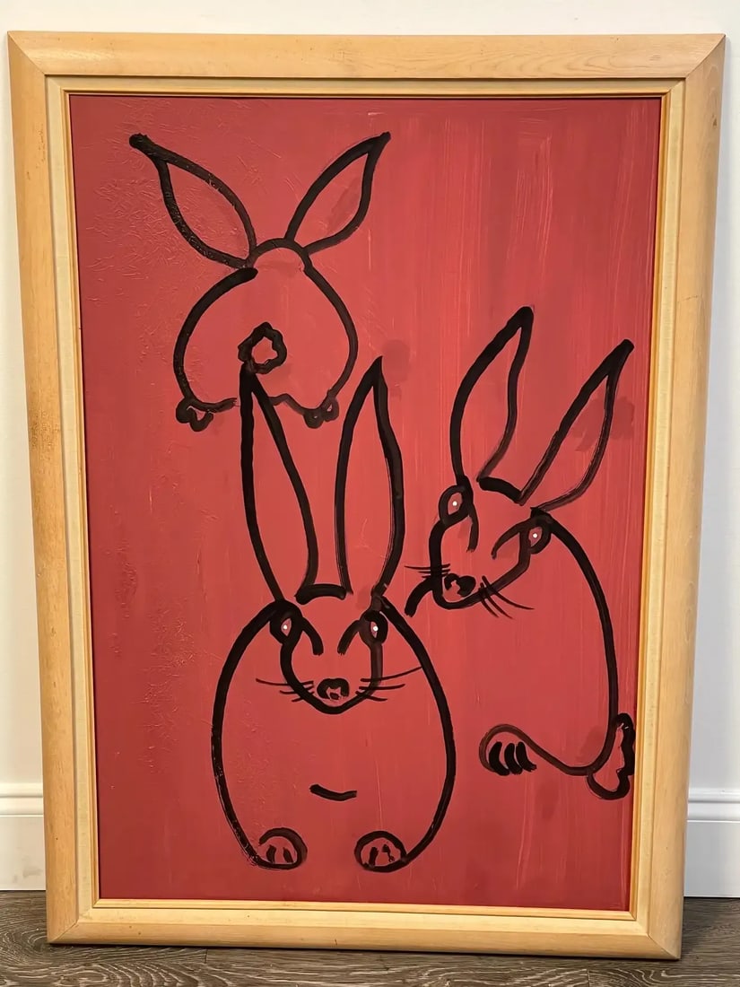 Late 20th Century Modern Portrait of Three Rabbits - 6