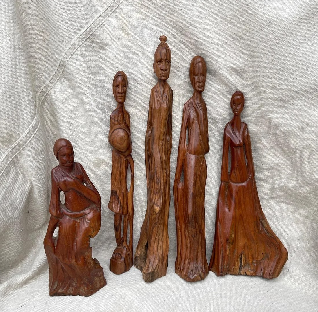 Hand Carved Set of Wood Figures - 4