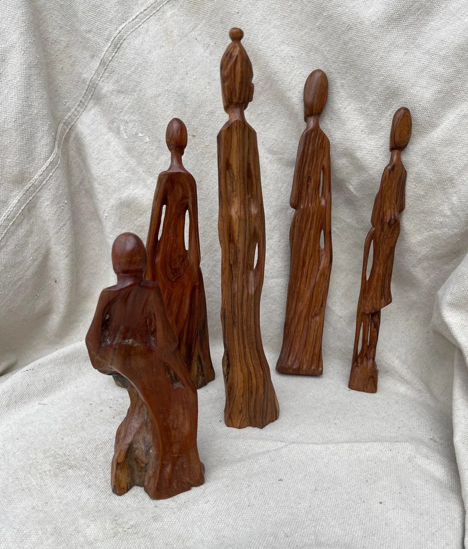 Hand Carved Set of Wood Figures - 6