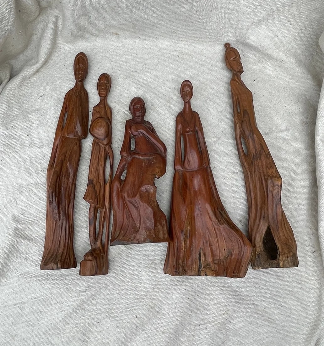 Hand Carved Set of Wood Figures - 8
