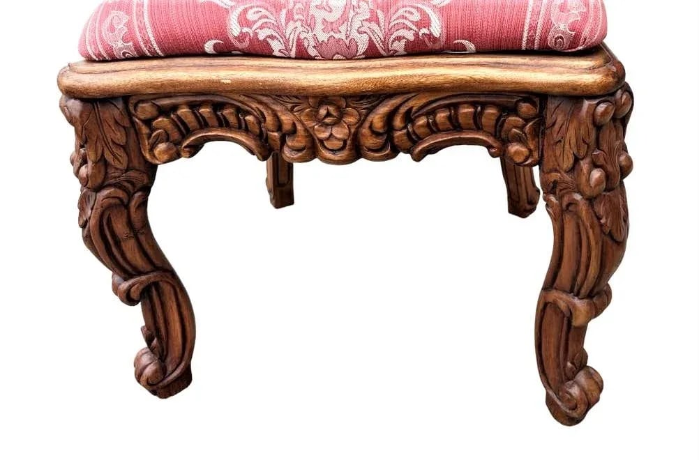 Spanish Baroque Style Heavily Carved Desk and Chair Set With Marble Inserts - Circa 1990 - 9
