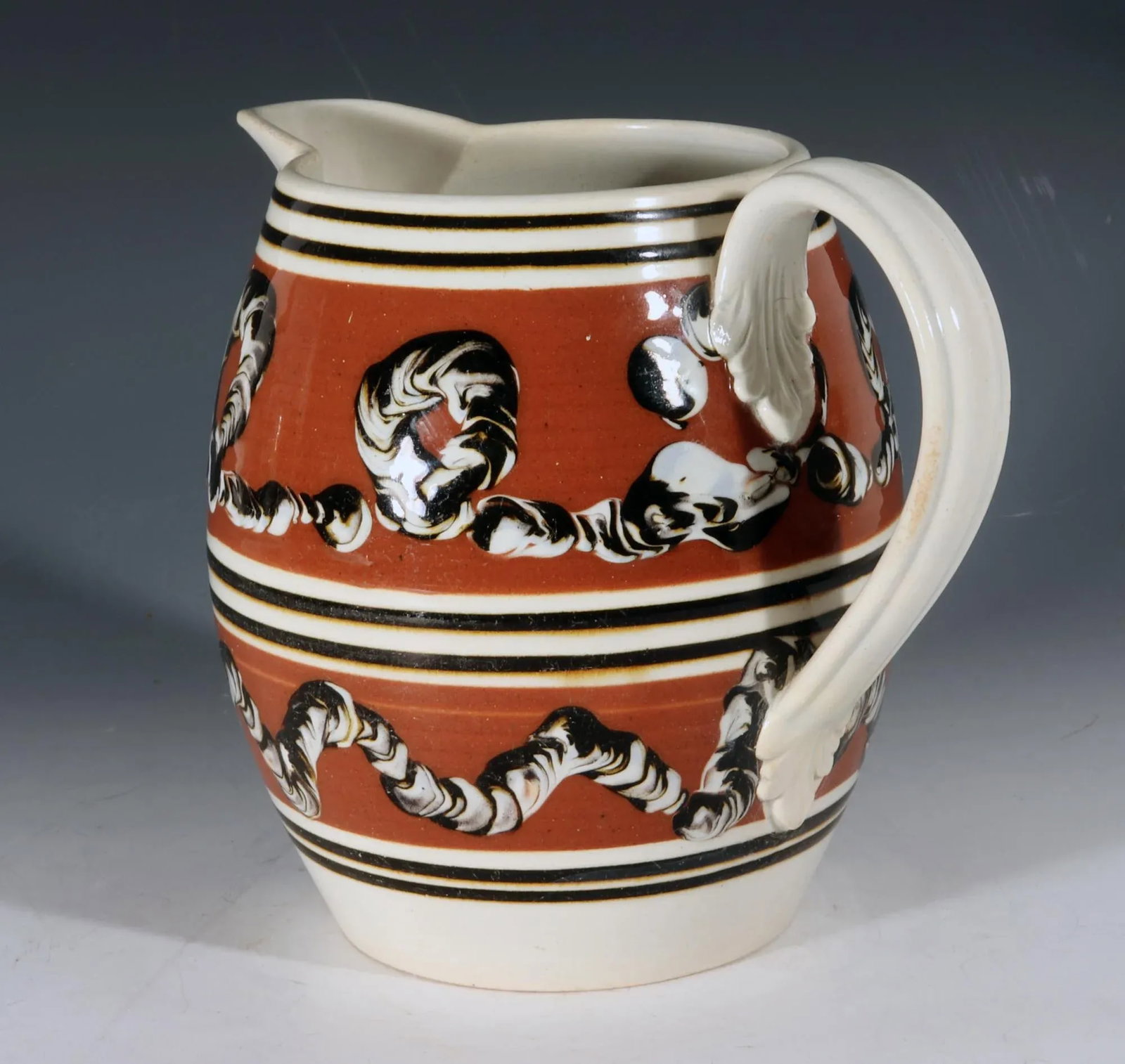 Mocha Pottery Jug With Earthworm Designs - 2