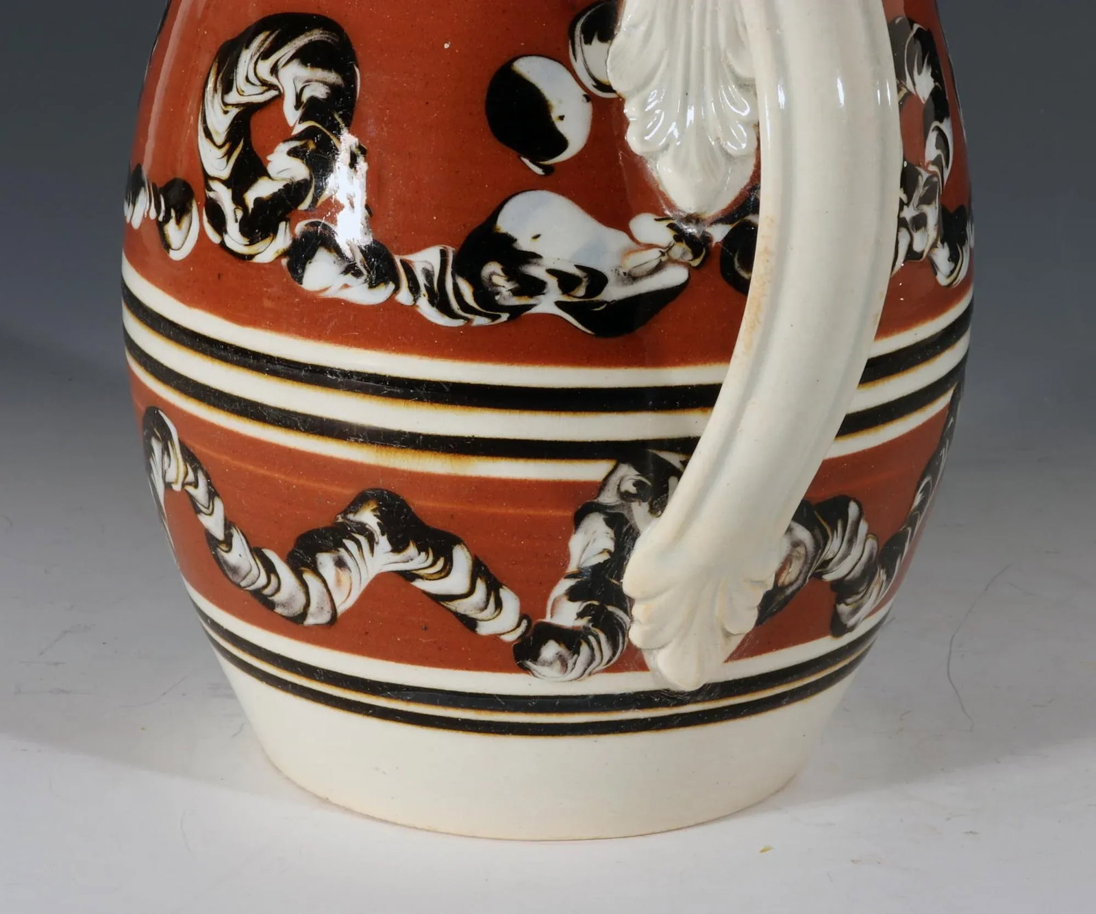 Mocha Pottery Jug With Earthworm Designs - 8