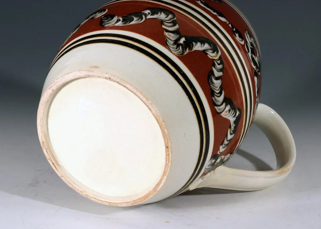 Mocha Pottery Jug With Earthworm Designs - 9