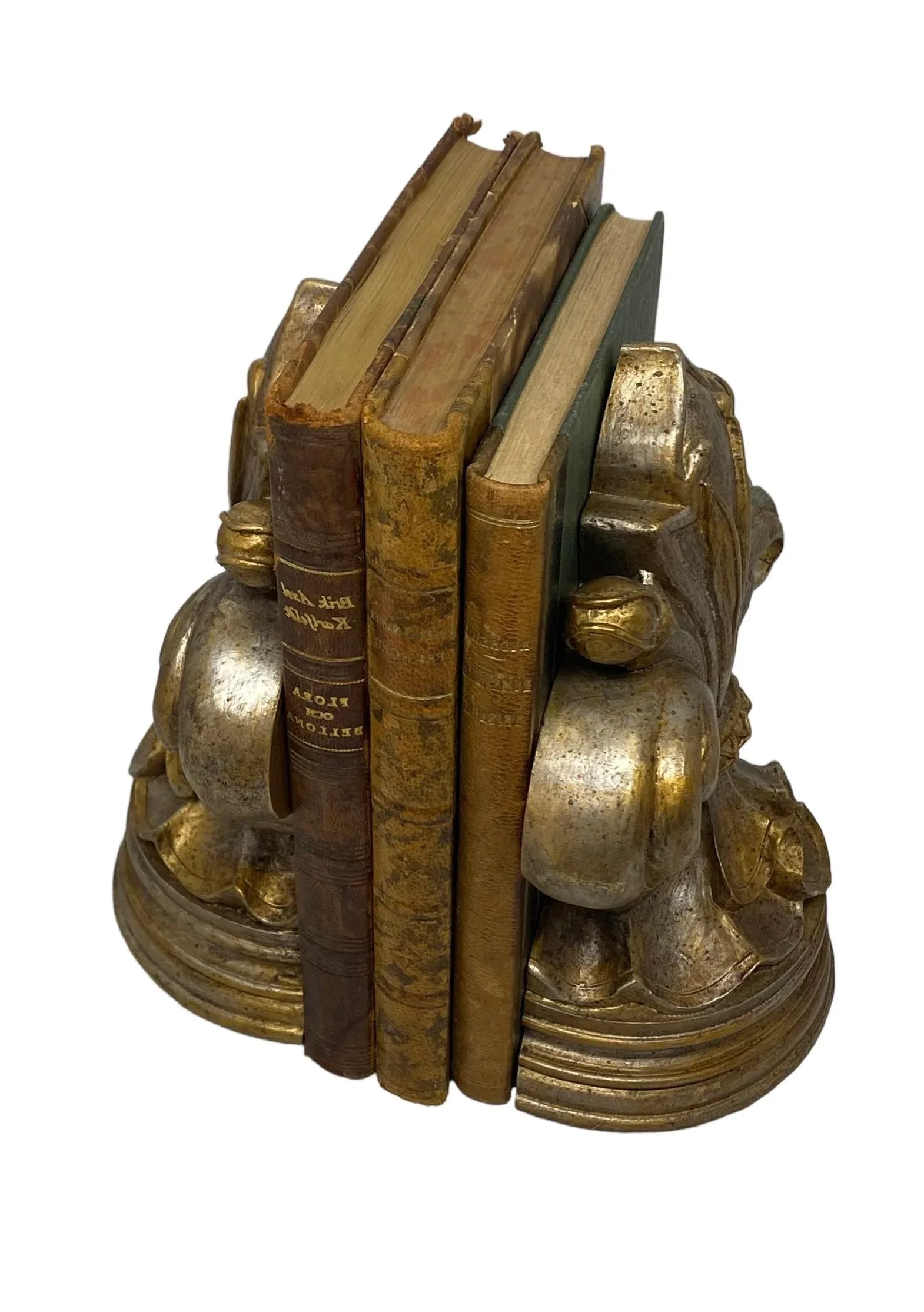 Late 20th Century Fleur De Lis Bookends With Antique Gold Finish - a Pair - 12