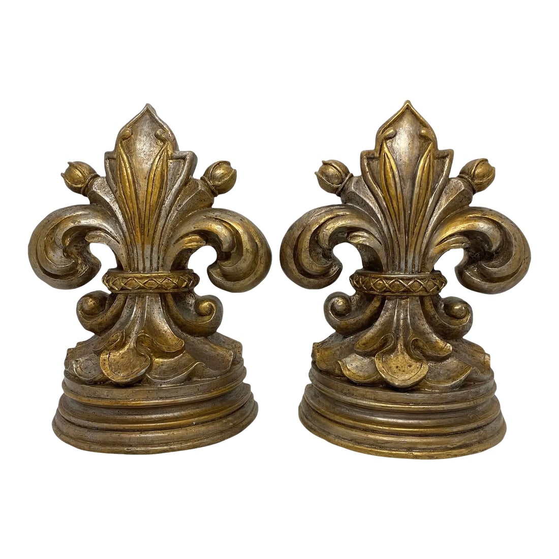 Late 20th Century Fleur De Lis Bookends With Antique Gold Finish - a Pair (1 of 13)