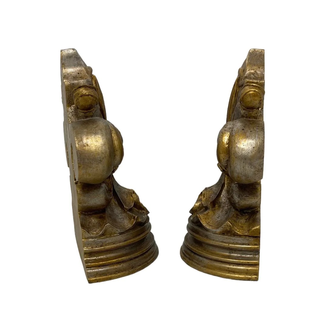 Late 20th Century Fleur De Lis Bookends With Antique Gold Finish - a Pair - 6