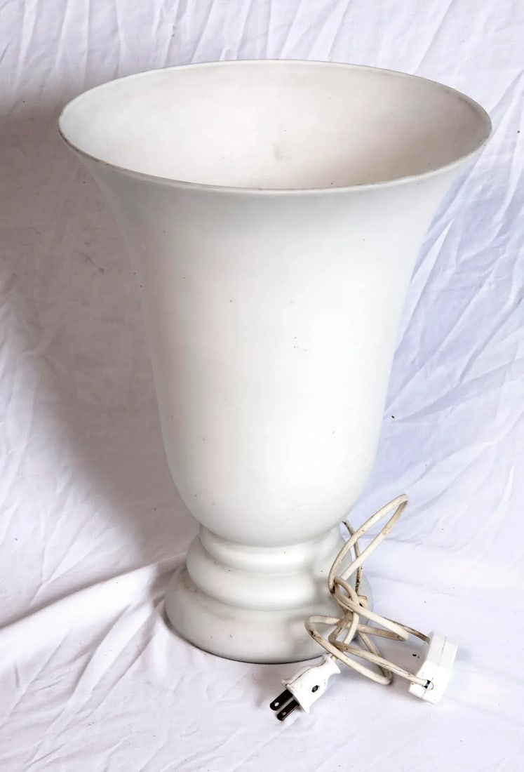 Early 21st Century White Glass Cone Table Lamp - 2