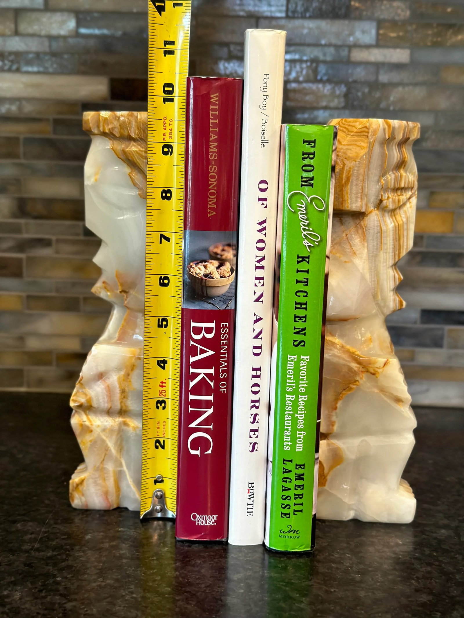 Carved Onyx Stone Book Matched Bookends Aztec Decor Large - a Pair - 11