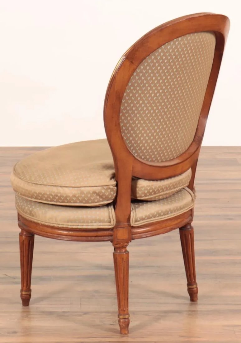 1960s Oval French Louis XV Upholstered Side Chair - 2