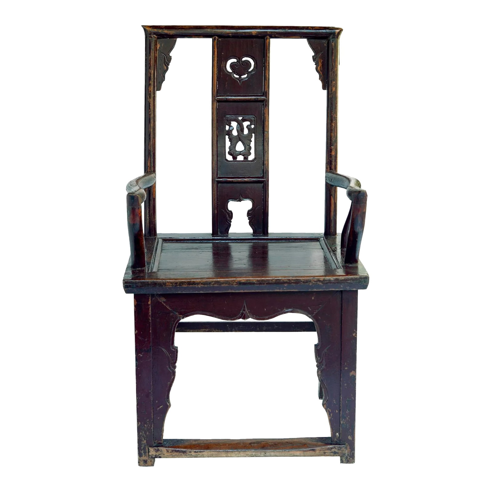 Antique Chinese Government Official Hat Armchair: Antique Chinese Government Official Hat Armchair. Seat to Floor 19" , Arm to Floor 26.5" Condition: Alterations: Original Condition Unaltered Imperfections: Some Imperfections Condition Notes: This