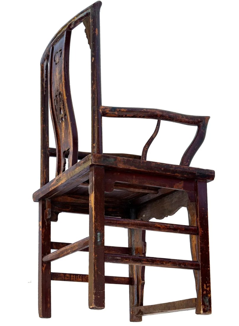 Antique Chinese Government Official Hat Armchair - 5