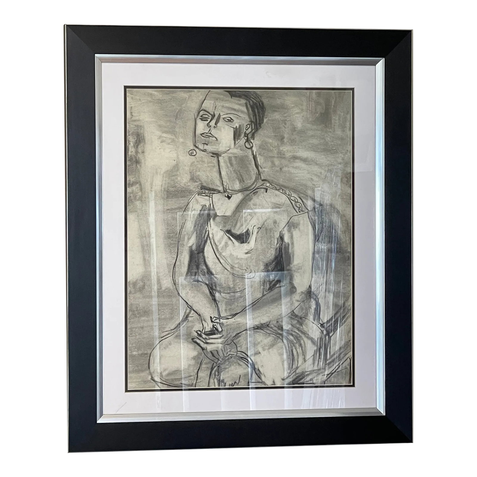 Mid Century Cubist Figurative Drawing by Carol Crain: The Chicago Art Inst. Art school Dept. is considered by many as the among the most prestigious Art school in the world. The teachers were among many of the leading often Hungary etc teachers whims