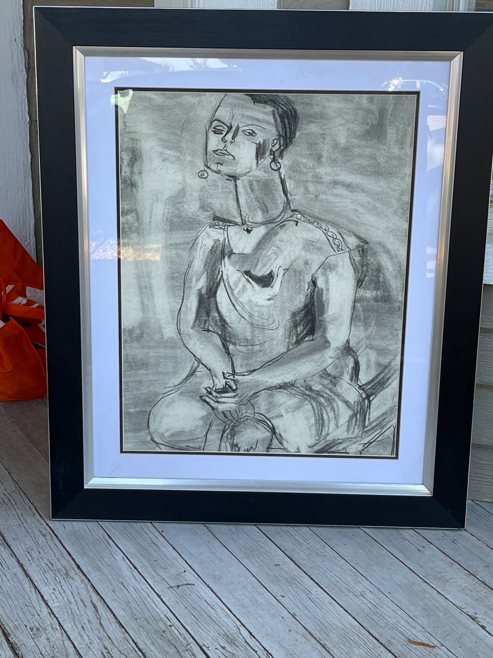 Mid Century Cubist Figurative Drawing by Carol Crain - 2
