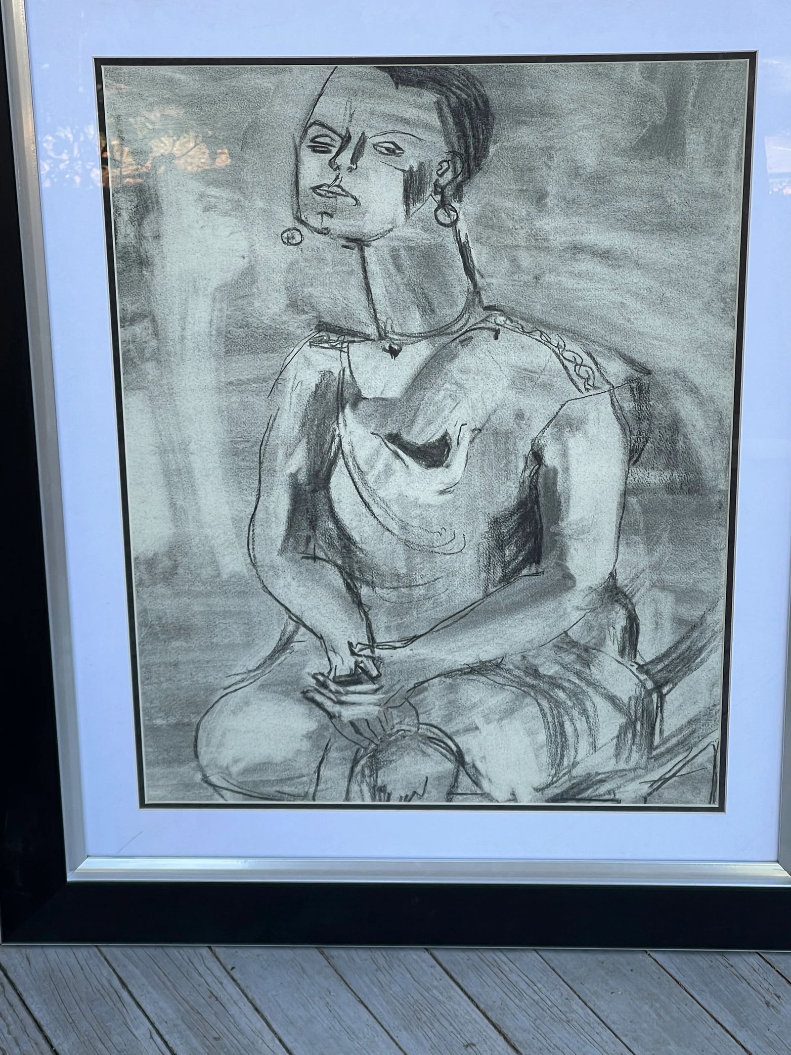 Mid Century Cubist Figurative Drawing by Carol Crain - 4