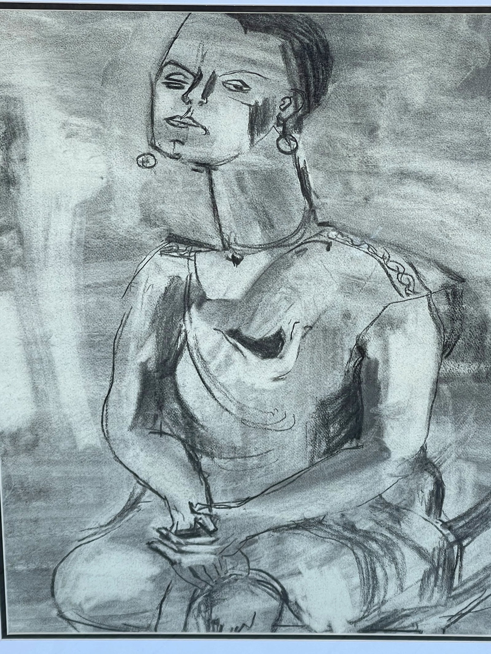 Mid Century Cubist Figurative Drawing by Carol Crain - 5