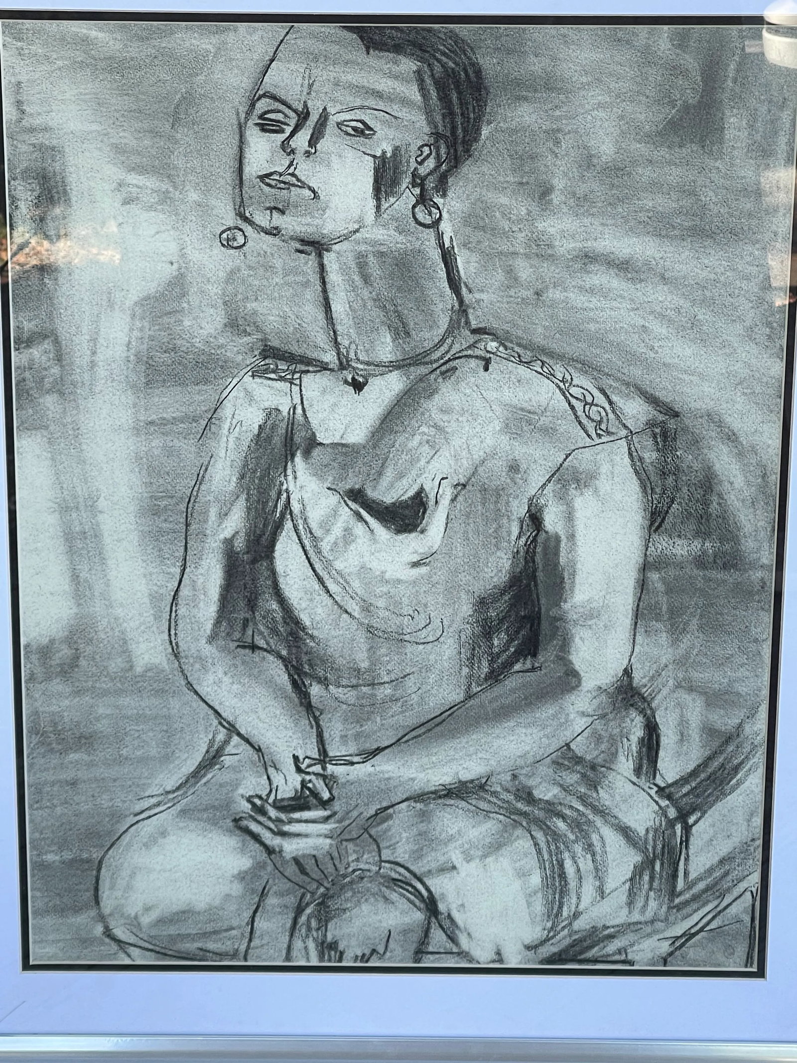 Mid Century Cubist Figurative Drawing by Carol Crain - 8
