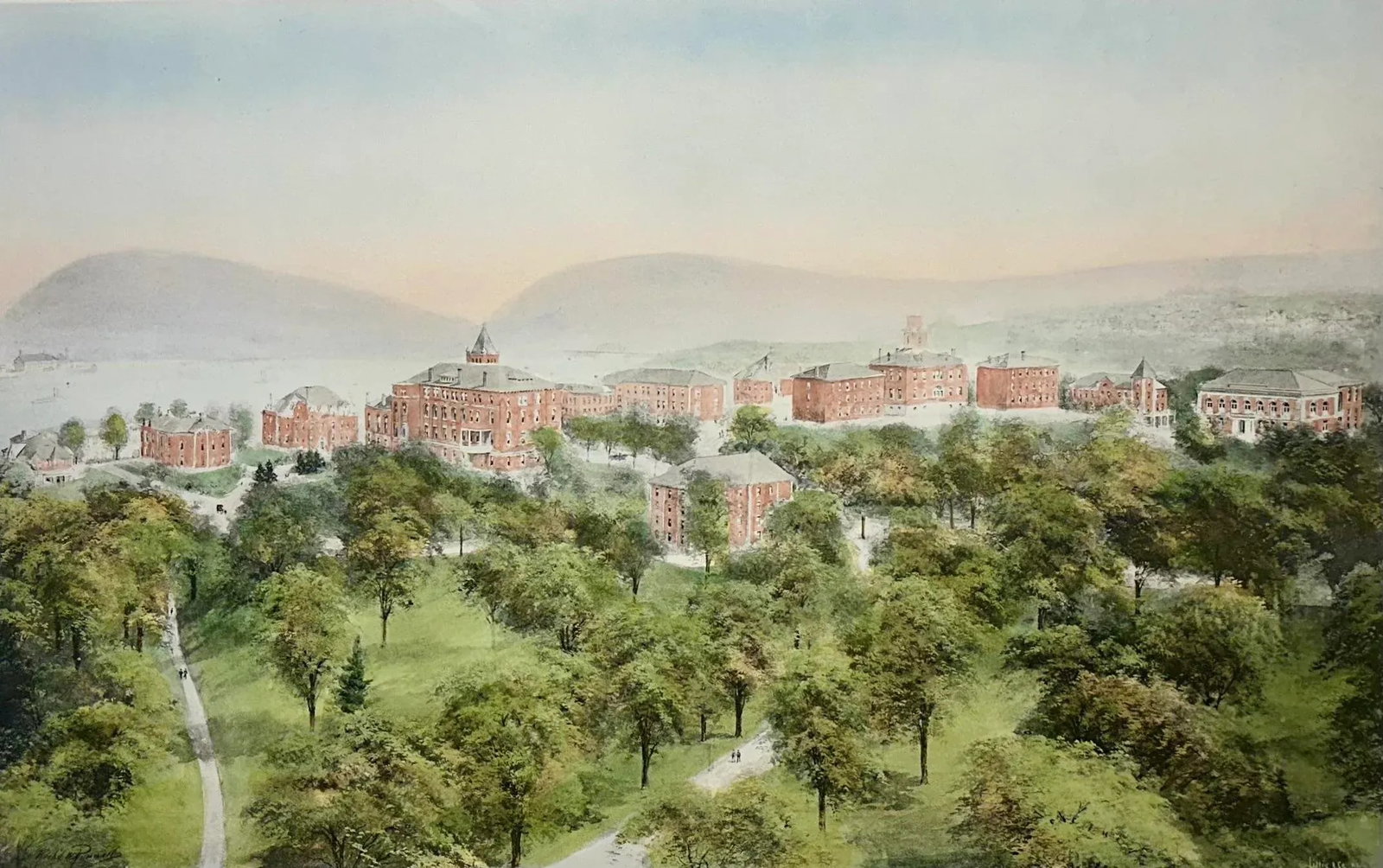 University of Tennessee Print: A finely detailed re-strike engraving of Colby College, created from the original plate after Richard Rummell, one of the most celebrated American architectural illustrators of the early 20th
