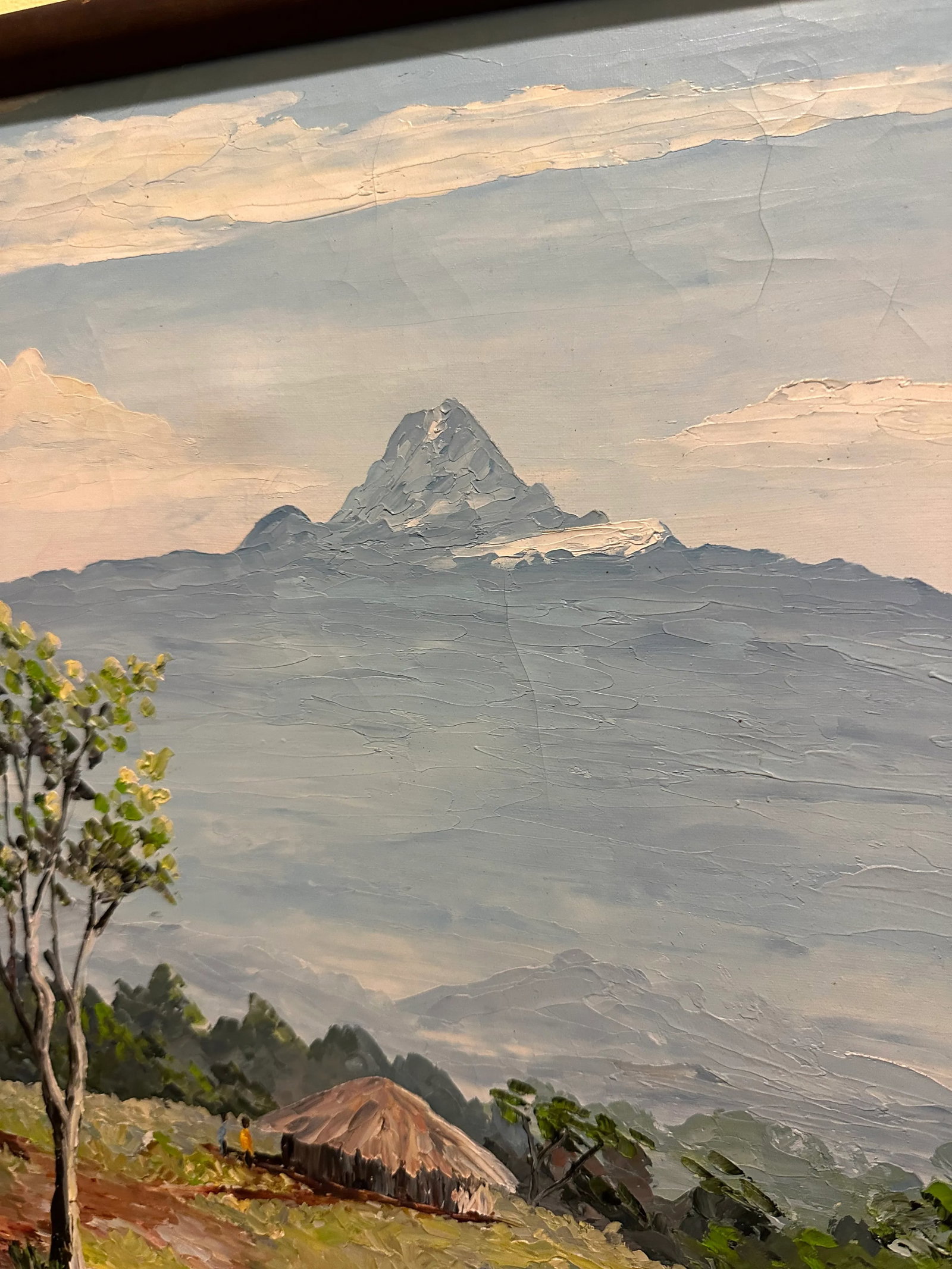 African Painting Kenya Village Scene With Mt. Kilimanjaro in Background Oil Painting on Canvas - 4