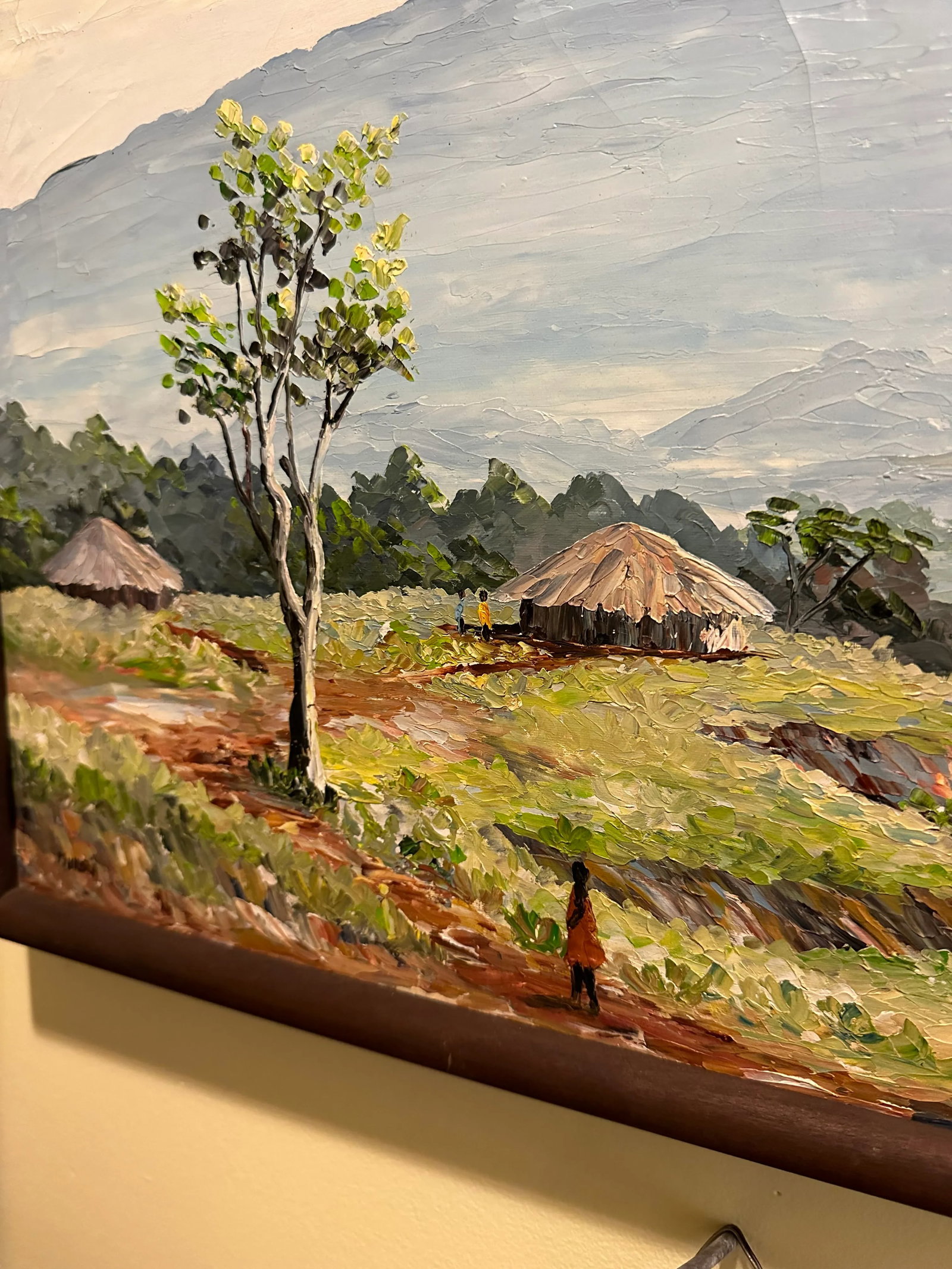 African Painting Kenya Village Scene With Mt. Kilimanjaro in Background Oil Painting on Canvas - 5