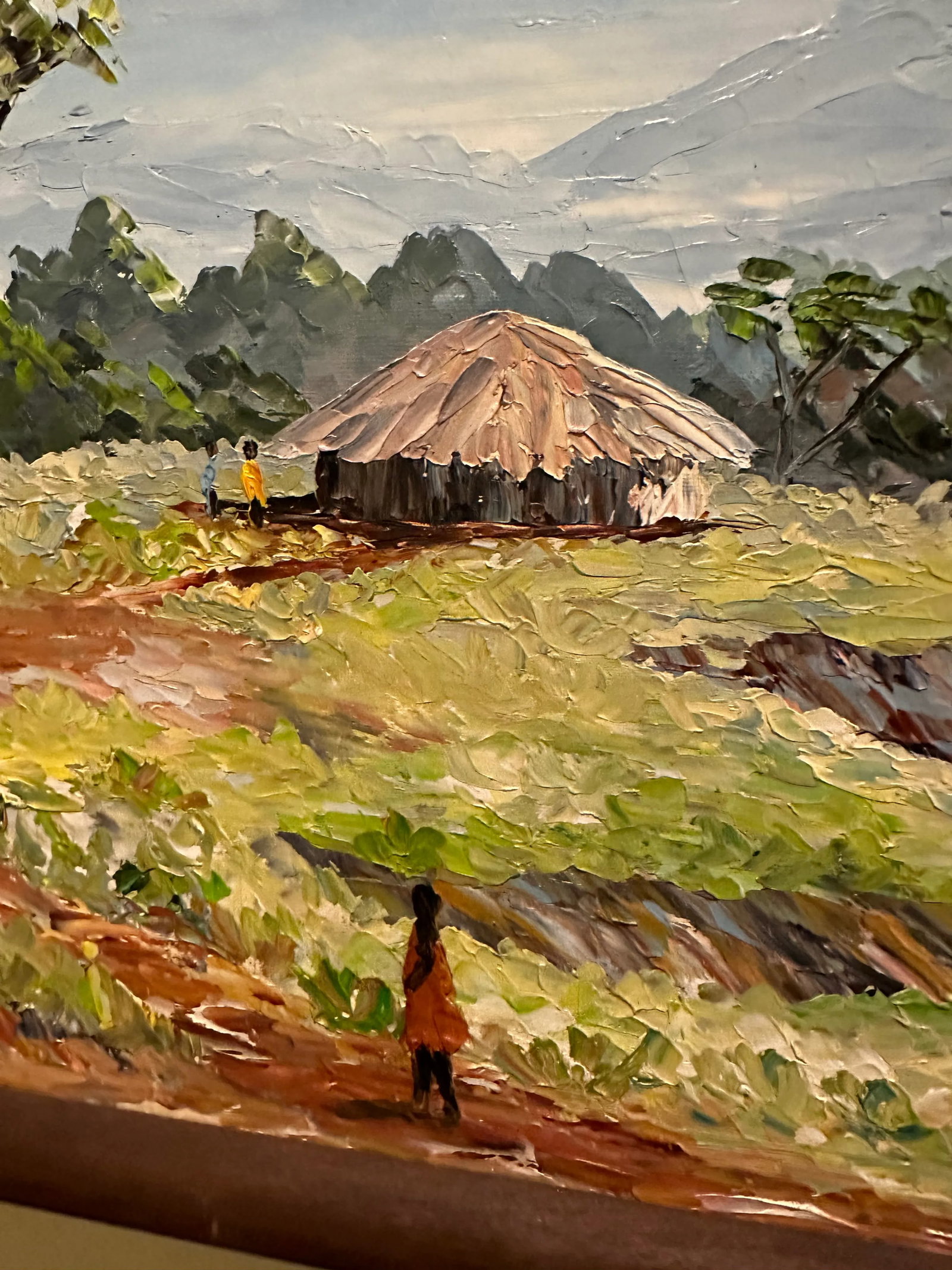 African Painting Kenya Village Scene With Mt. Kilimanjaro in Background Oil Painting on Canvas - 8