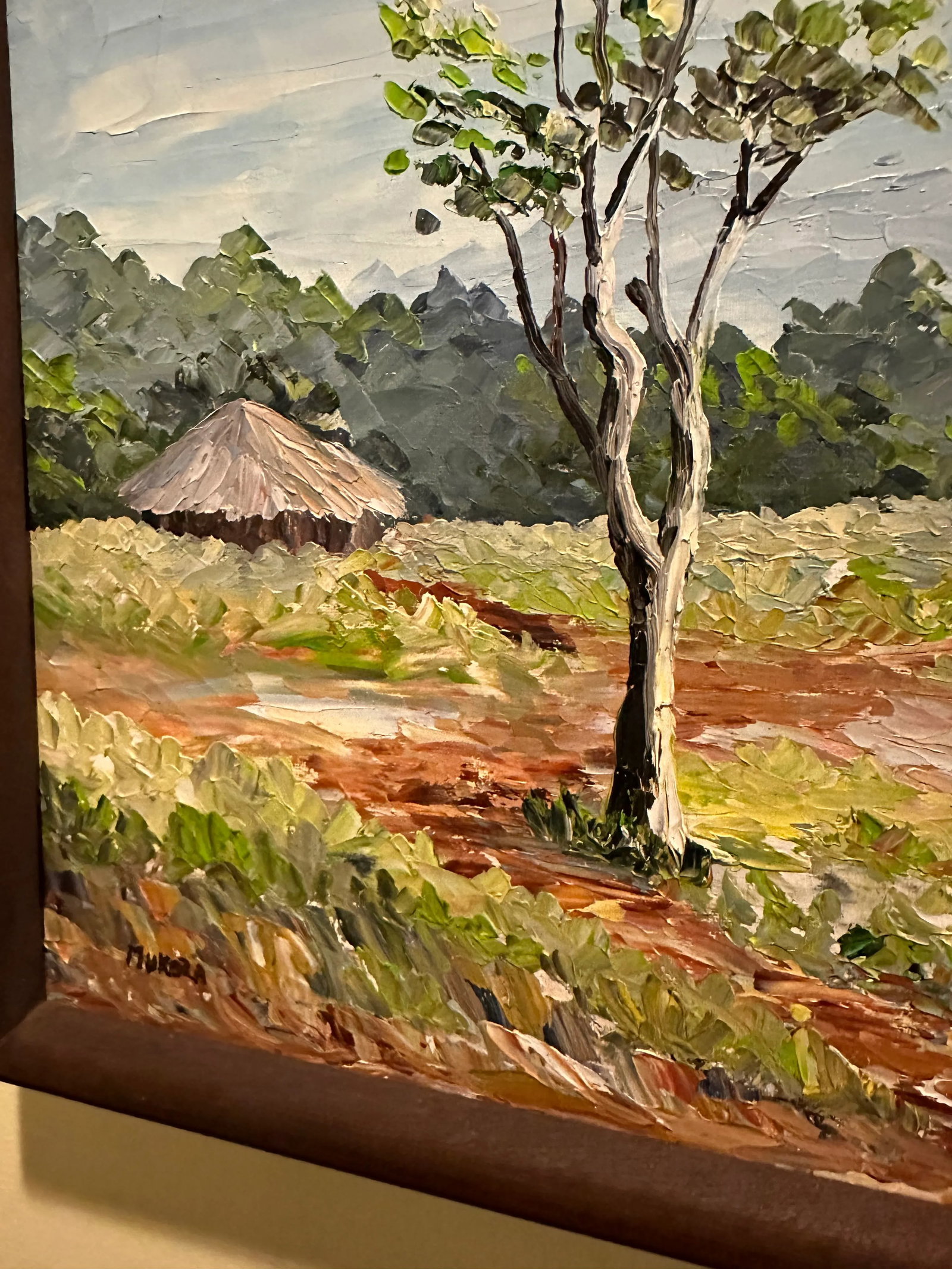 African Painting Kenya Village Scene With Mt. Kilimanjaro in Background Oil Painting on Canvas - 9