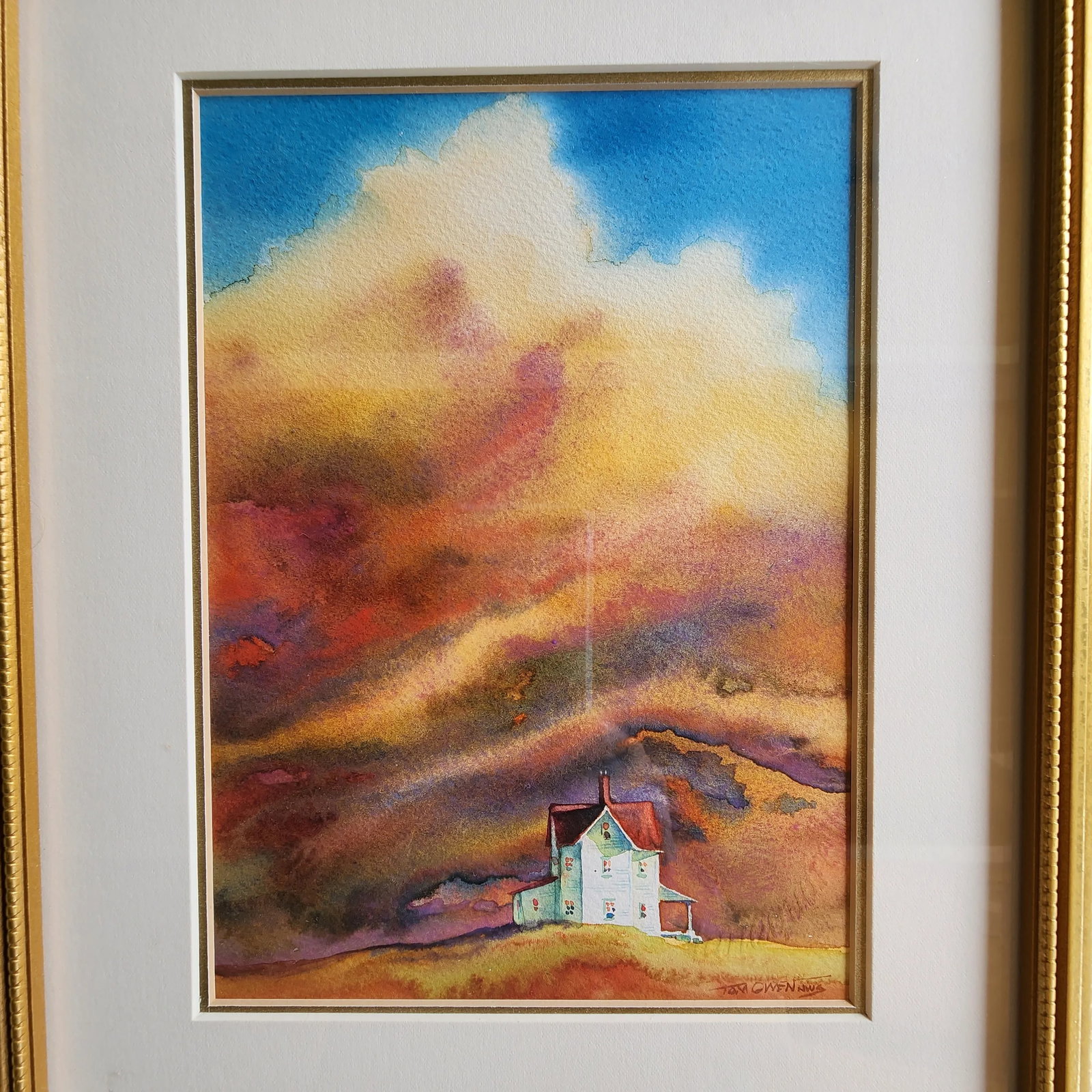 "Prairie Sunset" Framed Original Watercolor Painting by Tom Owens - 2