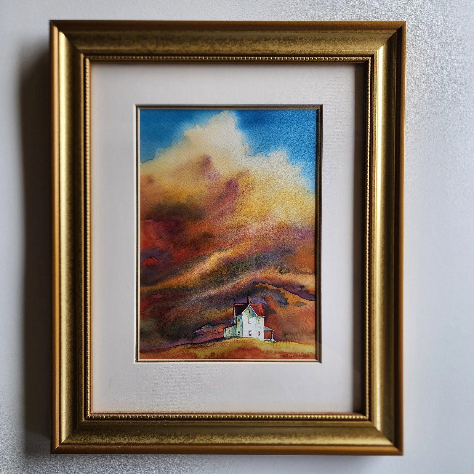 "Prairie Sunset" Framed Original Watercolor Painting by Tom Owens - 7