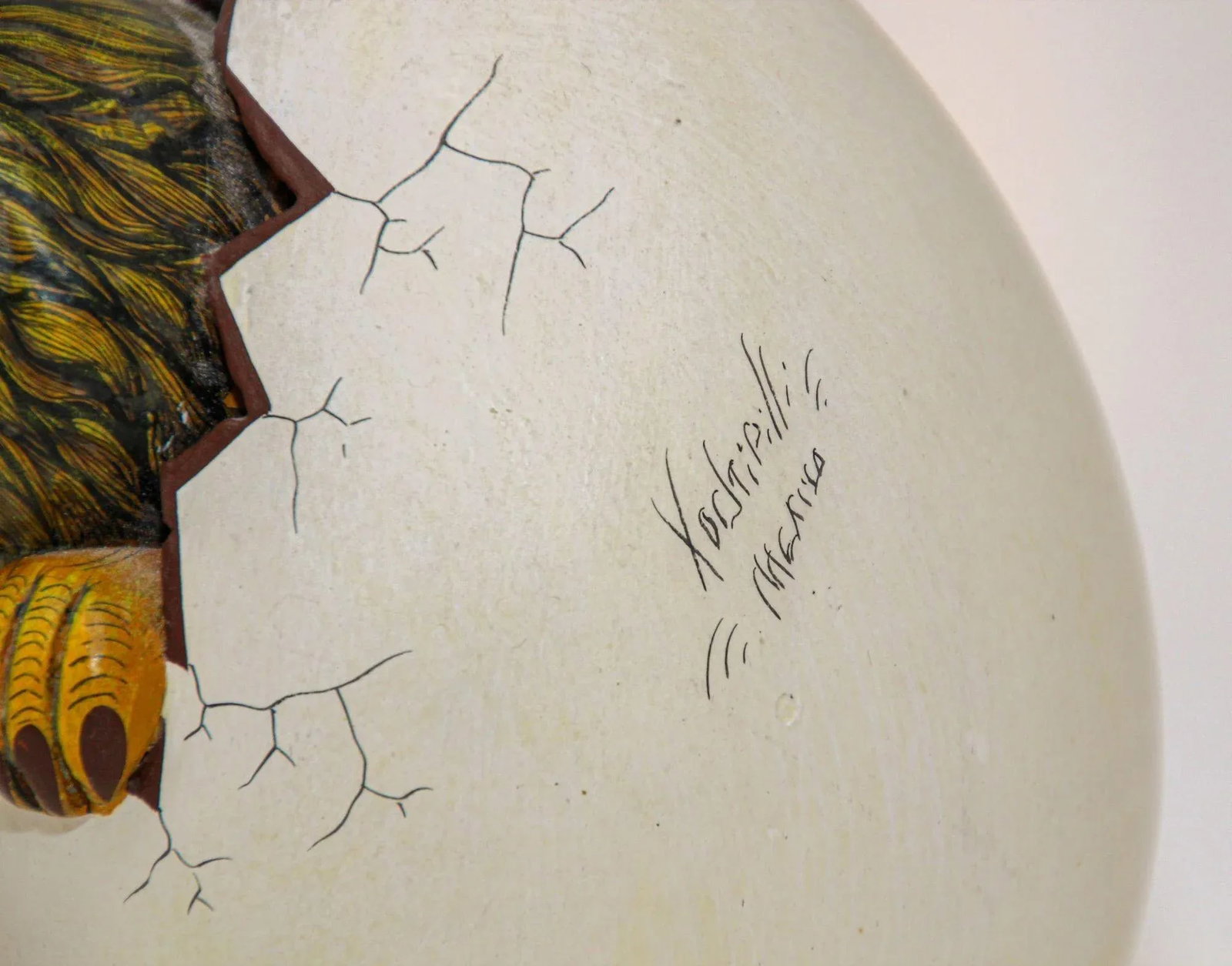 Ceramic Art Sculpture Lion in Egg Hatching Mexico - 10